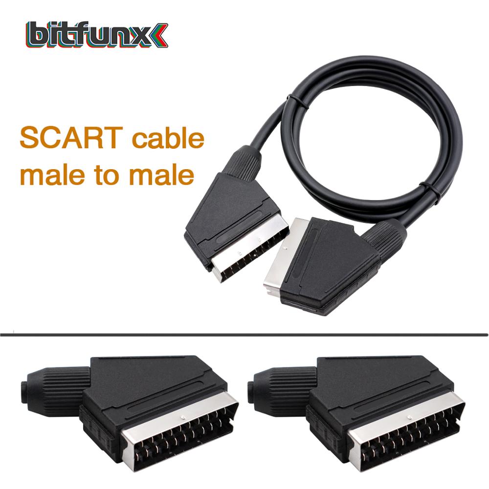 Bitfunx Scart Cable 1,8 m para PS2/PS1/Dreamcast/SEGA MD1/MD2Megadrive 1/Génesis 1/XBOX/WII/Saturn Video juego de Cable: SCART male to male