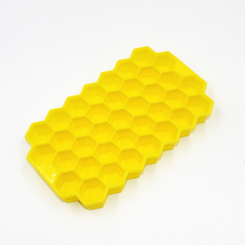 Easy-Release Ice Cube Silicone Honeycomb Ice Cube Molds Tray For Wine Whiskey DIY Ice Cube Ray Mold Bar Cold Drink Tools: yellow no lid