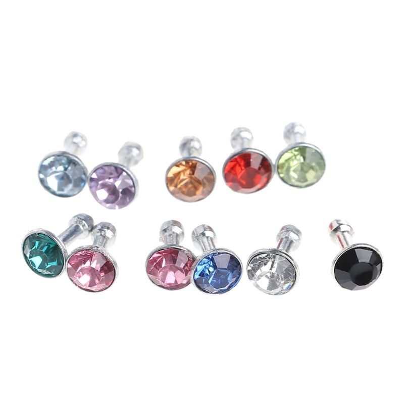Round Glittering Rhinestone 3.5mm Anti Dust Plug Earphone Stopper For Smart Phone WXTB