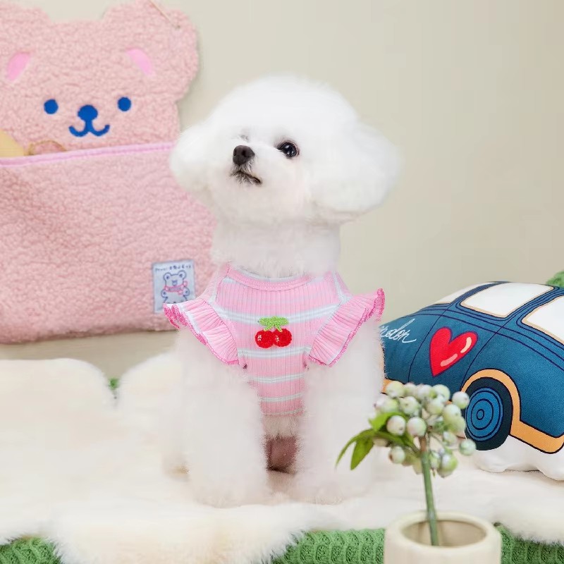 Puppy Summer Clothes Dog Fancy Dress for Small Breeds Dogs Pet Short Skirt Pomeranian One Piece Ropa Perro Costume Roupa Vestido: L / Pink