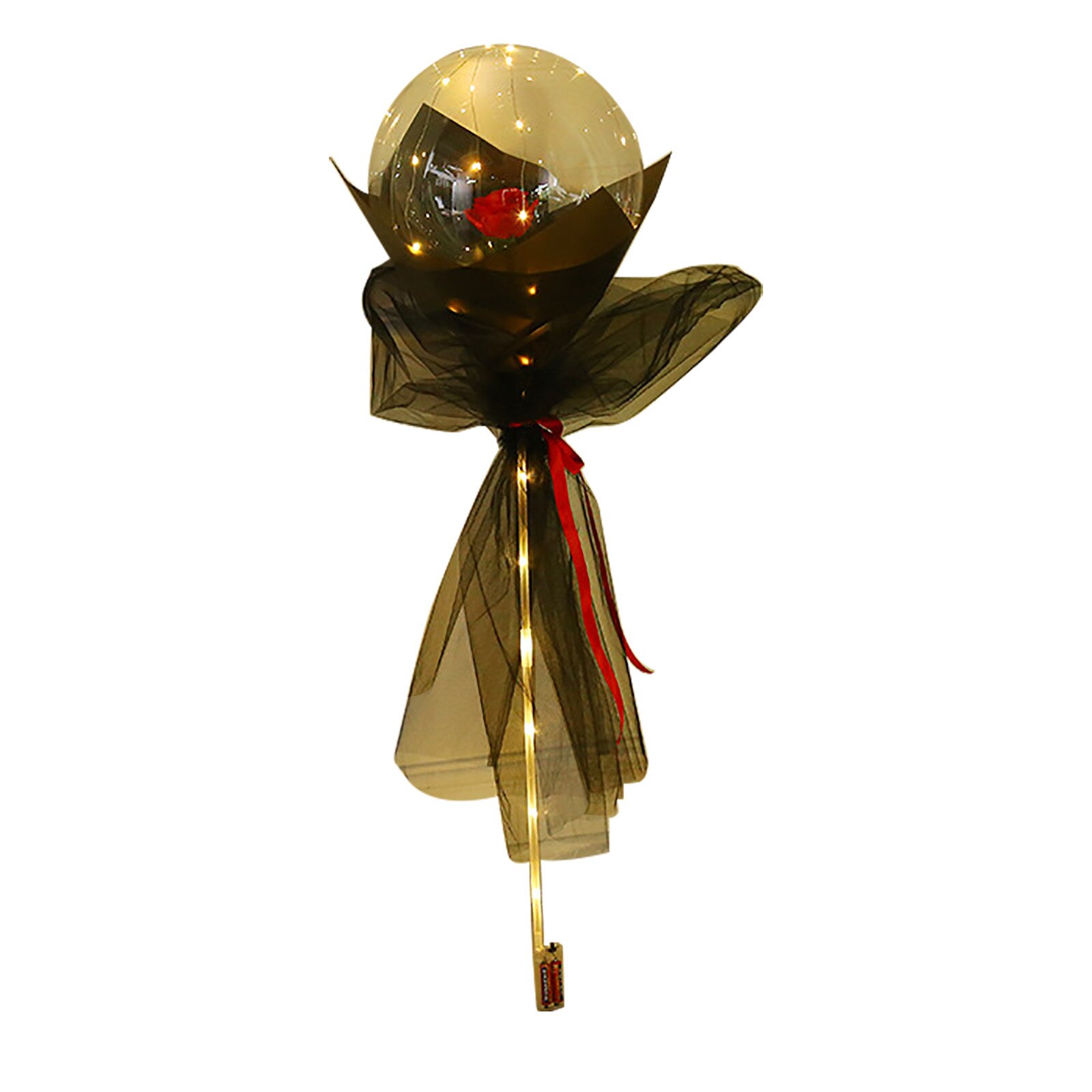 Diy Led Light Met Rose Bloem Ballonnen Verjaardag Bruiloft Decors Transparante Bloem Ballen Led Lichtgevende Ballon Rose Boeket #43: BK