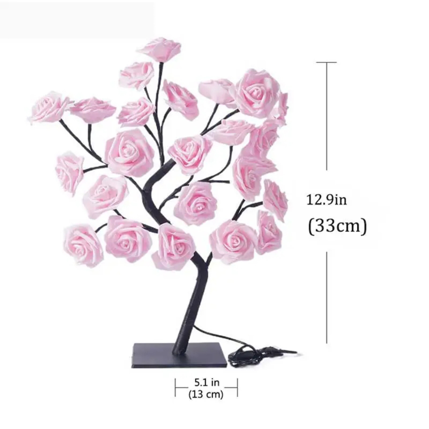 Beautiful, exquisite, and stunning LED Rose Tree Lamp with 24 lights - USB powered flower night light for outdoor events