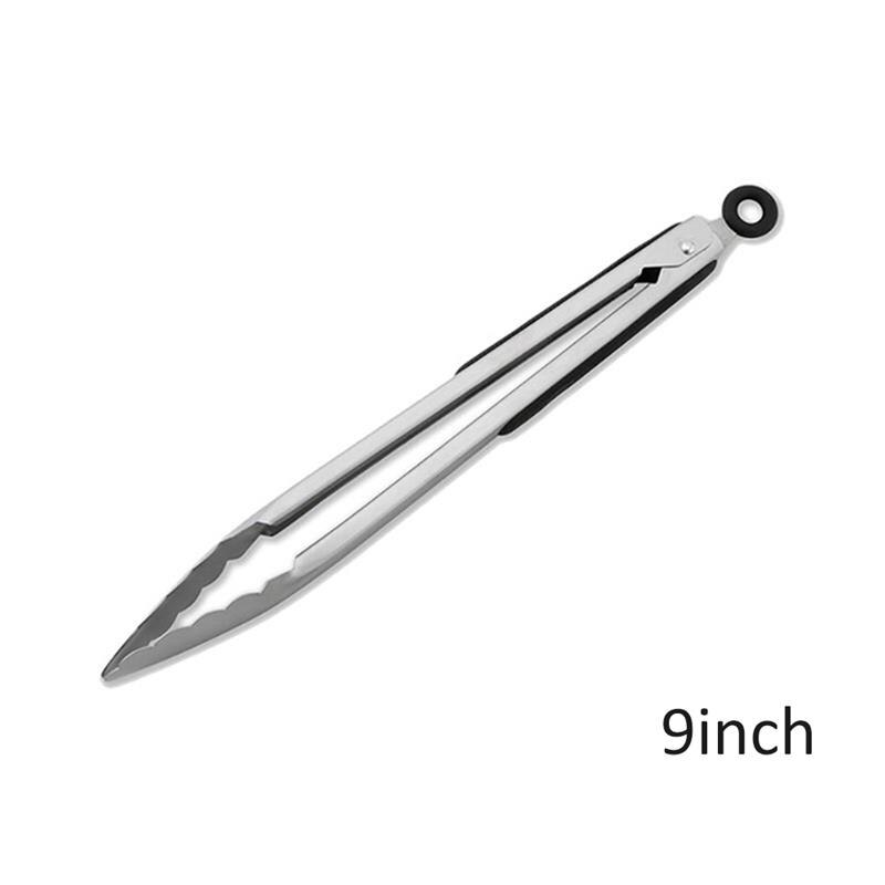 Stainless Steel Salad Tongs BBQ Kitchen Cooking Food Serving Utensil Tong Tools Restaurant Food Folder Kitchen Accessories: 9 Inch