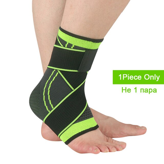 1pc 3d ankelstøtte basketball volleyball sport treningsstudio badminton ankel selebeskytter med stroppbelte elastisk: Grønn