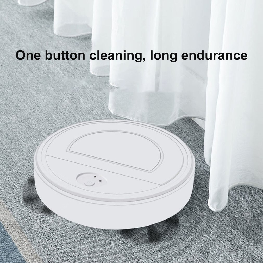 Automatic Smart Robot Vacuum Cleaner Small Vacuum Cleaners Sweeping Robot Floor Auto Home USB Rechargeable Cleaning Machine 120V: White