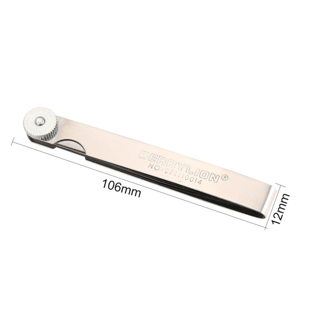 Feeler Gauge 0.05-1.00mm Metric 14 Blades Spark Plug Gap Filler Thickness Measuring Tool Foldable Stainless Steel