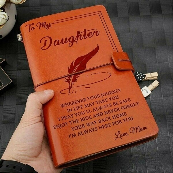 Til min datter hvor nogensinde elsker mor / kærlighed far læder forretningsdagbog notebook dagbog