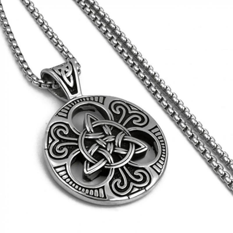 Men's necklace retro nordic viking celtic knot symbol pendant punk locomotive jewelry