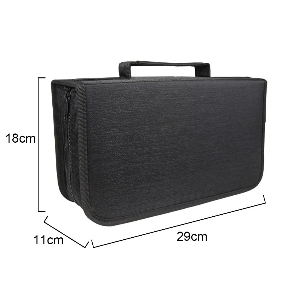Space Saving CD Wallet Car Disc Large Capacity Box Travel Zipper Storage Bag Black 128 CDs Home DVD Holder