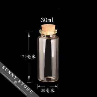 10 stuks/partij 30 x 70 x 17mm 30ml lege glazen flessen met kurk diy transparante glazen potten containers flesjes driftfles wensflessen