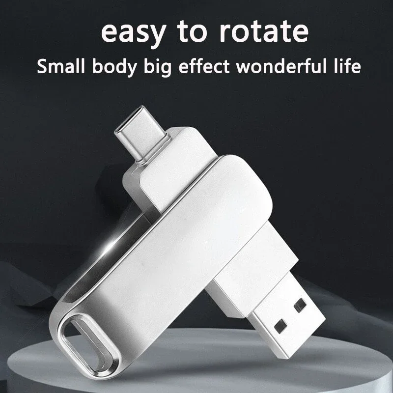 2 in 1 OTG USB-C Flash Pen Drive 64GB Metal Memory Stick Usb 2.0 To Type-C Flash Disk 64GB 128GB 256G USB2.0 High Speed Pendrive