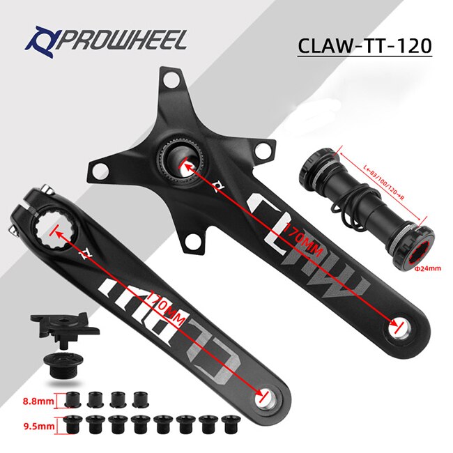 Prowheel Bike BCD104 Crank Sprocket 170mm Bicycle Snow Crankset BB100/120mm Fat Bike 36T/38T/40T/42T Round Narrow Wide Chainring