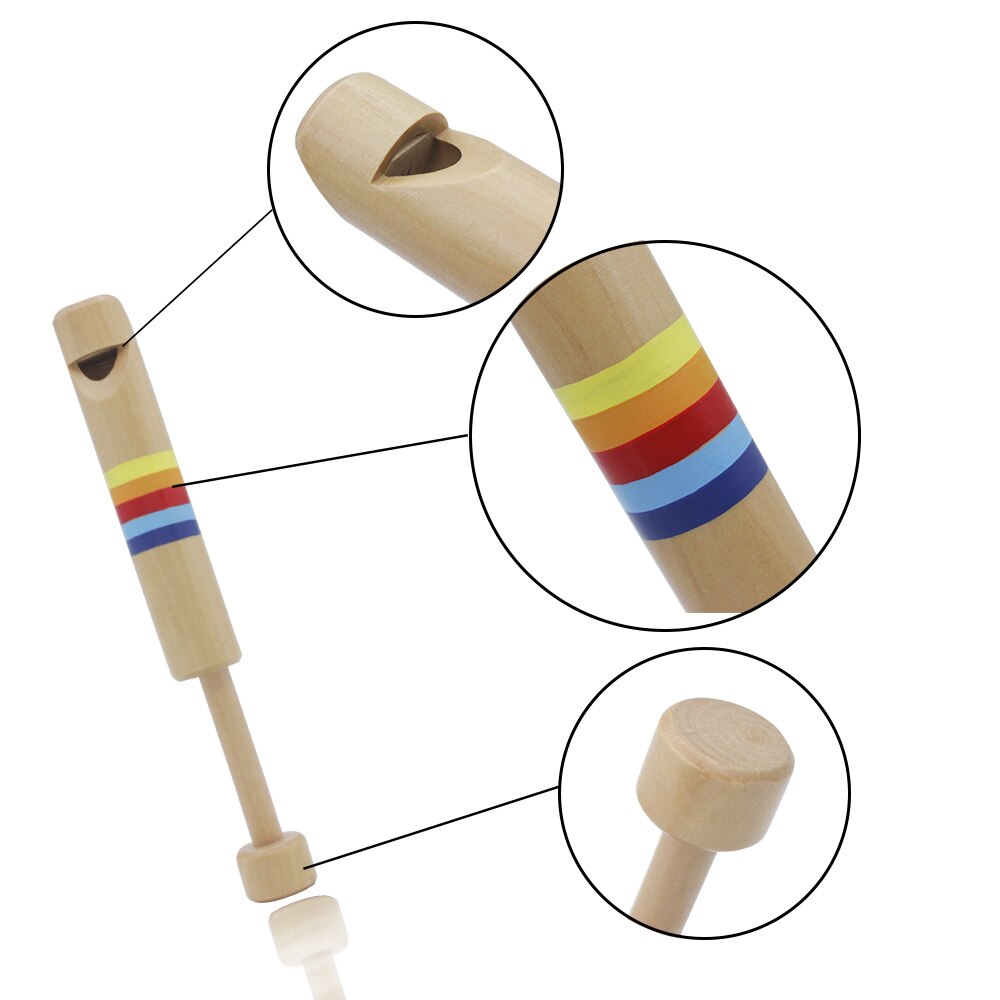 Push & pull træ-fipple fløjte fløjte musikinstrument legetøj til børn børn drenge piger