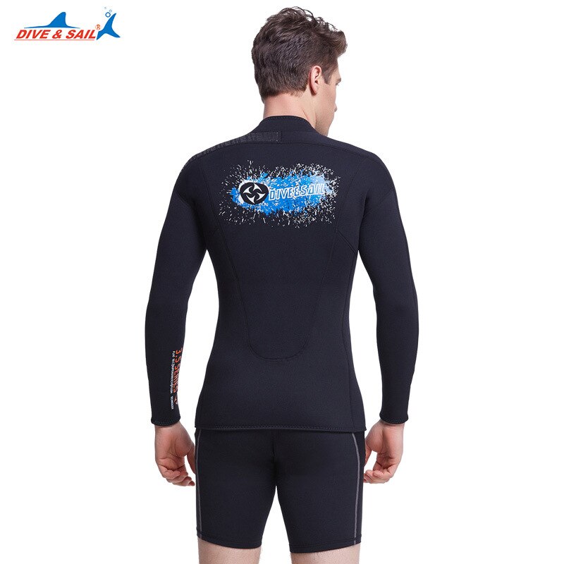 DIVE&SAIL Men's Split Wetsuit 3mm Neoprene Diving Jacket and 1.5mm Dive Shorts Suit Swimming Surf Surfing Spearfishing Rashguard