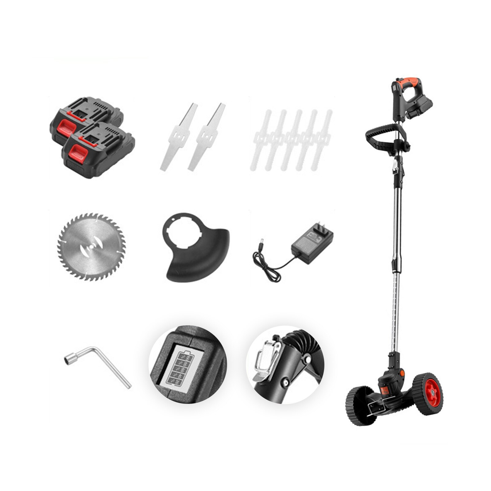 450W Foldable Electric Grass Trimmer Cordless Handheld Lawn Mower Hedge Trimmer Garden Agricultural Power Pruning Weeding Tool: with scroll wheel / US