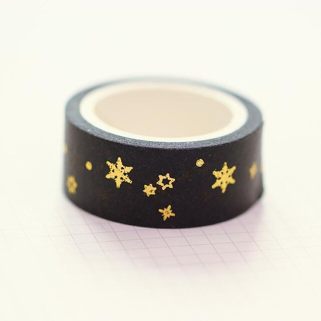 1 pc /  kpl mustia kuutähtiä washi-paperi maalarinteippejä 1.5cm x 5m tee itse scrapbooking sydäntarroja kääretarra