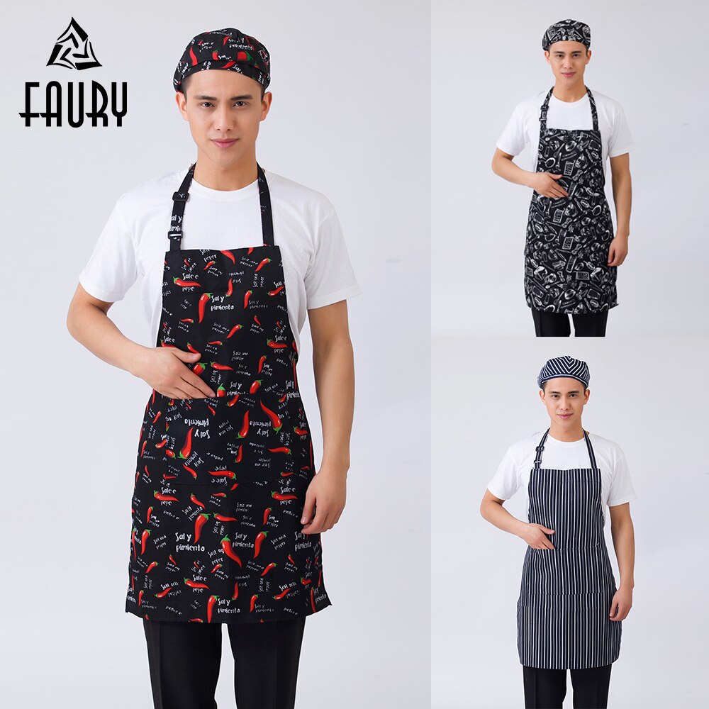 Tablier Cuisine Imperméable 2 Tabliers De Cuisine EUPSIIU Imperméables - 60x70 Cm, Réglables, Avec Poches Tablier Noir Blanc