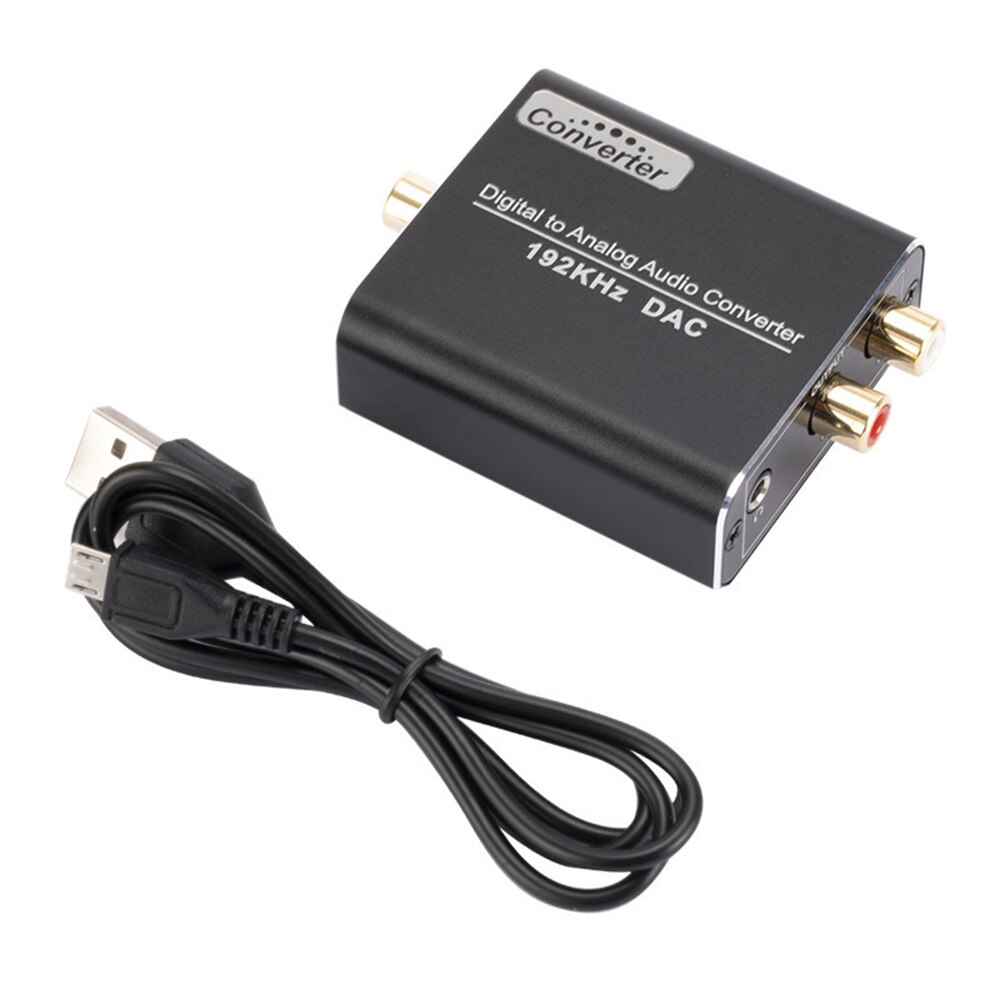 192kHz Digital to Analog Audio Converter DAC Digital Coaxial Optical Toslink to Analog 3.5mm Jack RCA (L/R) Stereo Audio Adapter: Host Add USB Cable