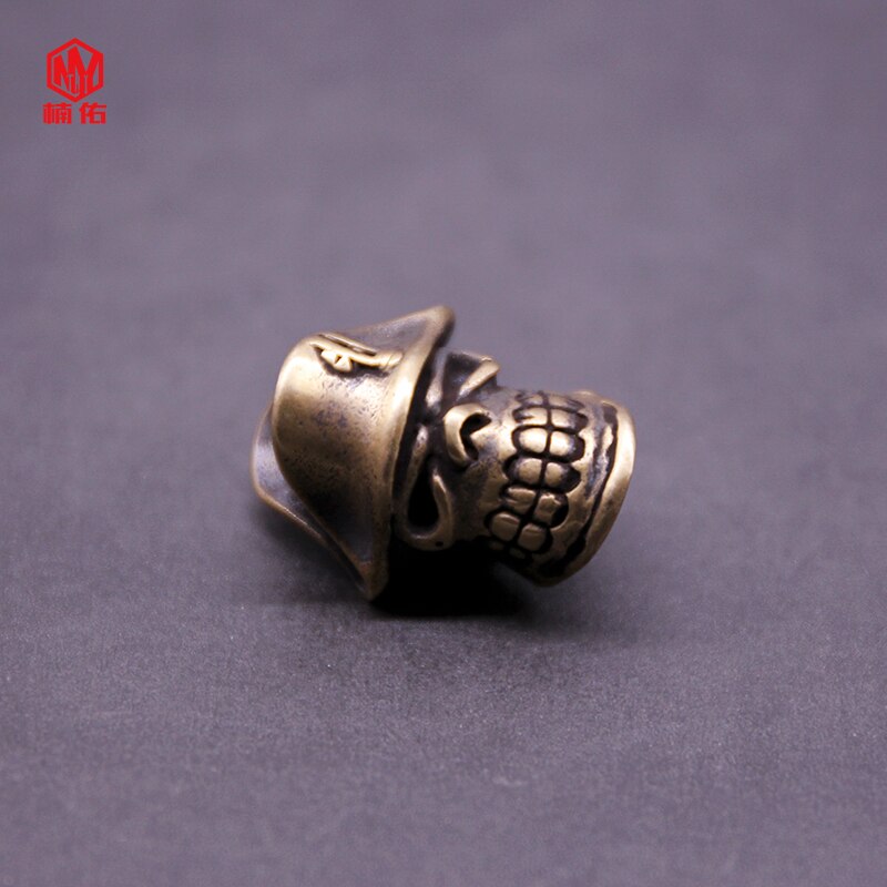 1Pc Retro Messing Koper Schedel Mes Kralen Pirate Captain Paracord Kralen Lanyard Hangers