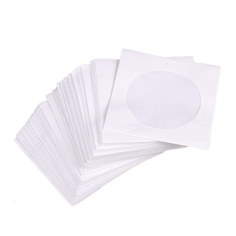 Lote de 95 unidades de Mini bolsa protectora para CD, bolsa de papel blanca organizadora, Mini bolsa protectora para discos de CD y DVD, funda protectora para sobres con solapa