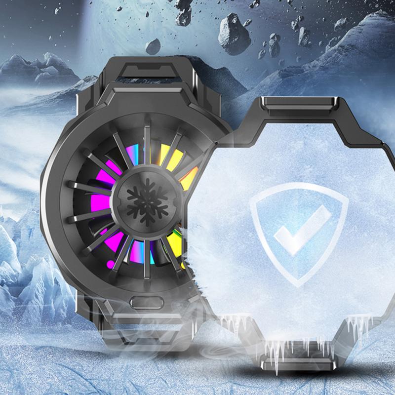 Wentylator do telefonu z RGB lampa kolorowa Gamepad z klipsem z tyłu uchwyt do gry stojak cichy grzejnik do telefonu LZ-F10
