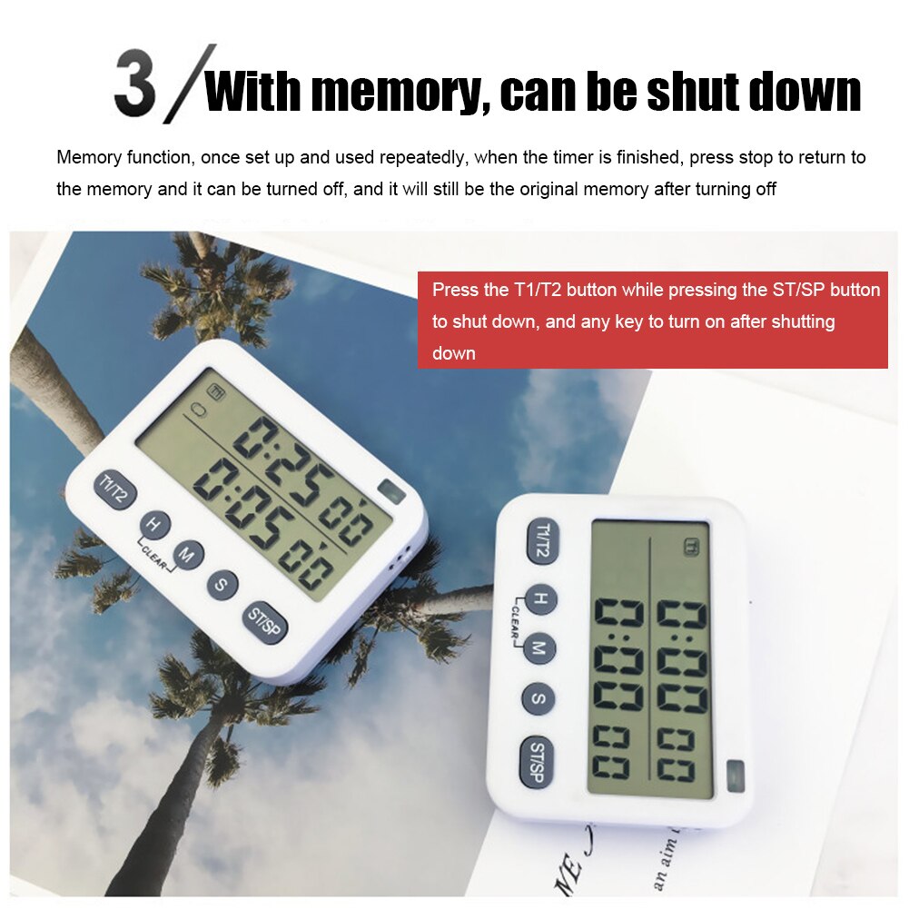 Digital Timer For Kitchen Cooking Shower Study Stopwatch LED Counter Alarm Clock Manual Electronic Countdown Clock Function