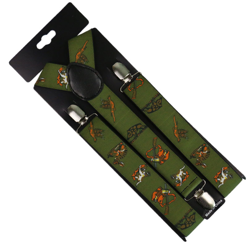Winfox Vintage Vrouwen Mannen Verstelbare 3.5 cm Breed Zware Y-Back Jagers Dieren Bretels