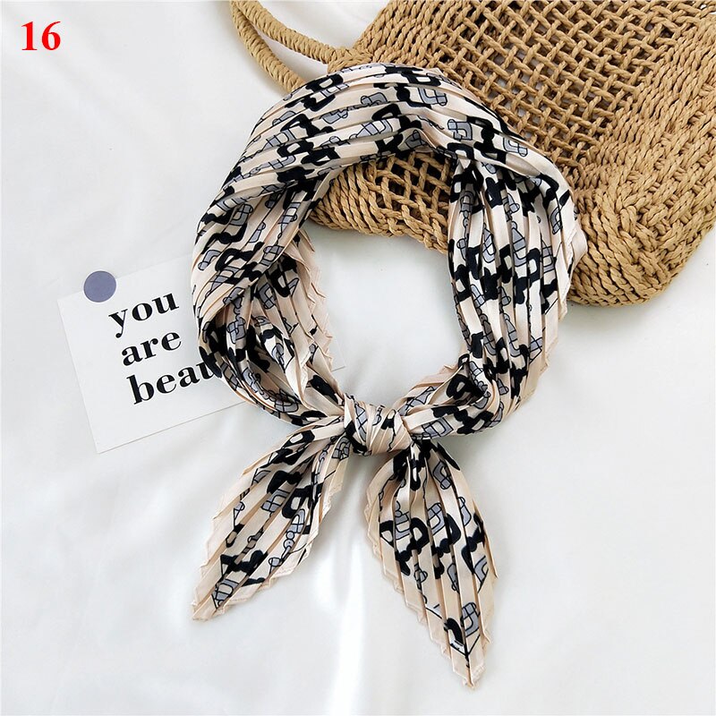 70*70cm Wrinkle Small Silk Scarf For Women Chiffon Square Scarf Fold Scarf Floral Striped Printed Women Office Scarves Foulard: 16