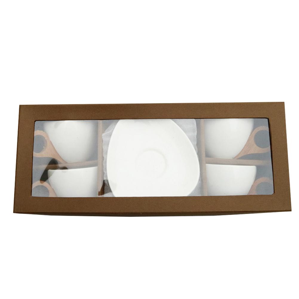 Ceramic Coffee Cup and Saucer Set Office Meeting Room Cup with Bamboo Handle