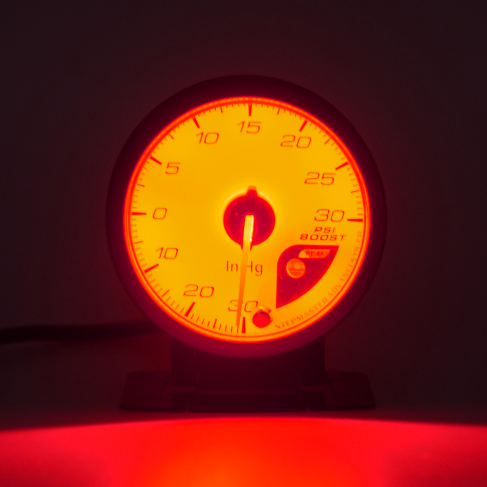Dragon Gauge 60MM -30-30 PSI Boost Turbo Gauge White Face Dual Led Color Display