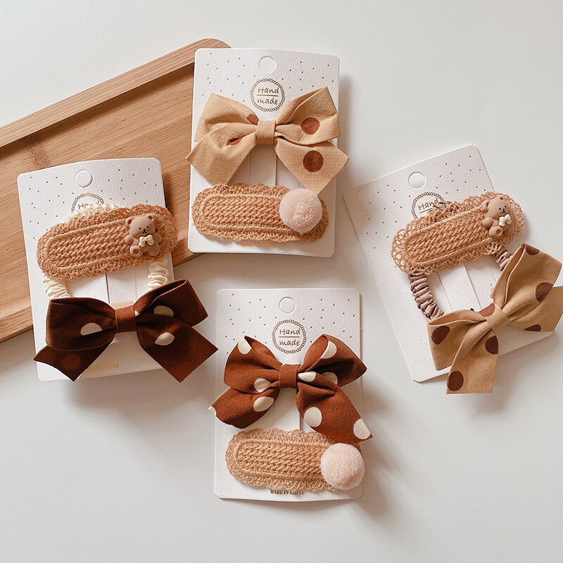 2 Stck/einstellen Baumwolle Leinen- Wolle Bär Bowknot Haar Clips Pro niedlich Mädchen Barrettes Safty Haarnadeln Headwear Kinder Haar Zubehör