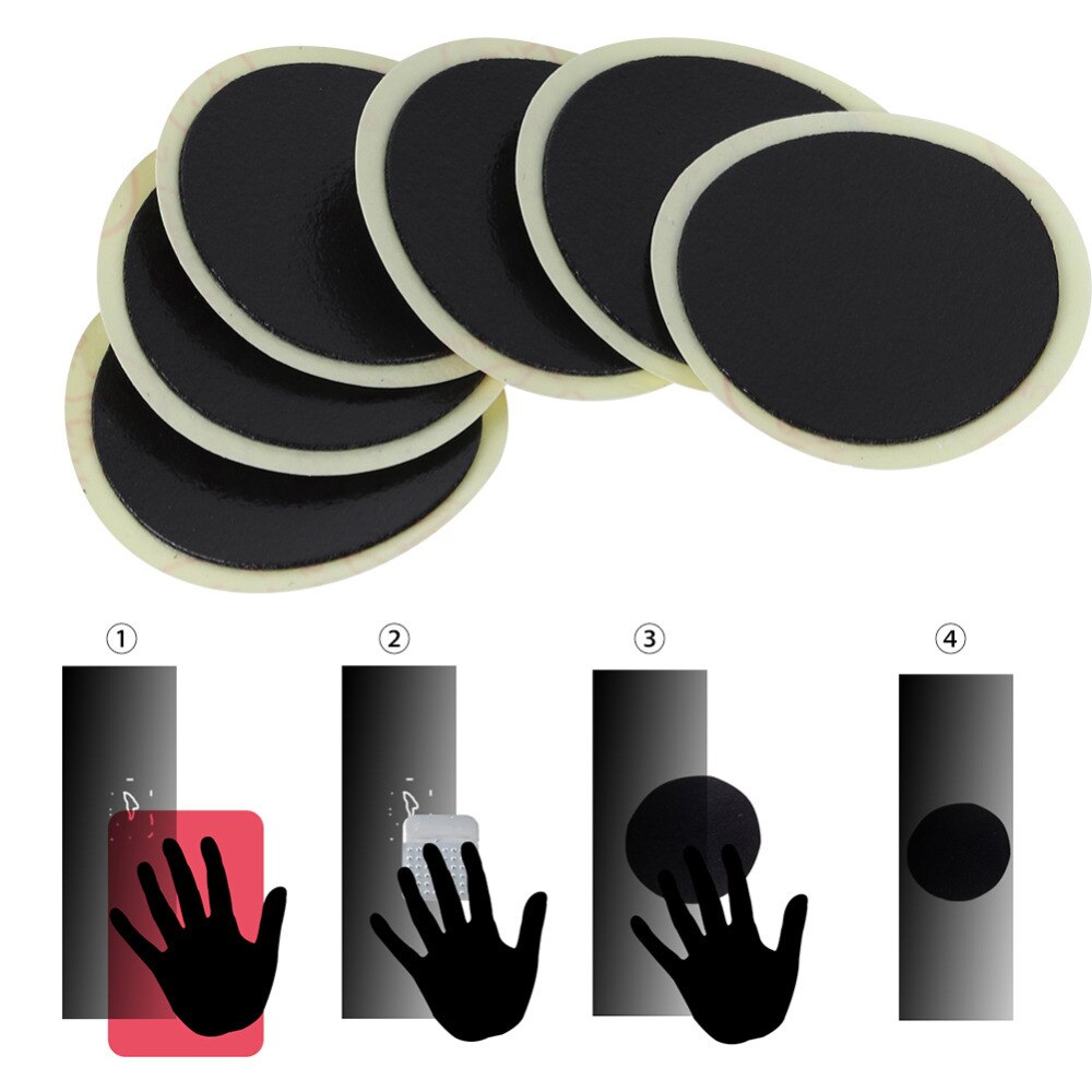 Bandenreparatiesets Zelfklevende Fietsband Patch Bandenreparatieset Patches (6 Stuks Patches + 1 Pc Bestand vel + 1 Pc Draagbare Pp Doos)