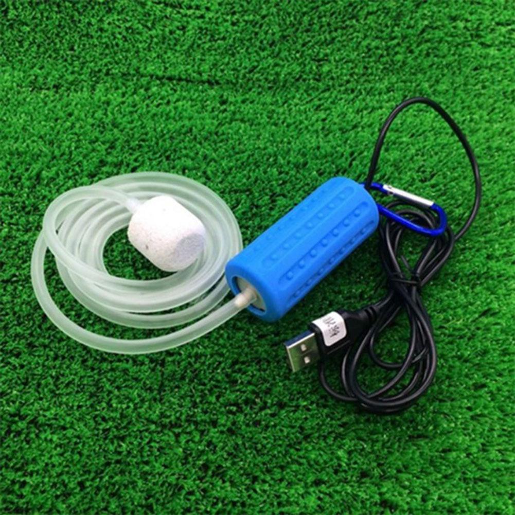 Aquarium Aquarium Zuurstof Luchtpomp Draagbare Mini Usb Rechargerable Luchtpomp Mute Energiebesparende Vis Voeden Benodigdheden Accessoires: blue