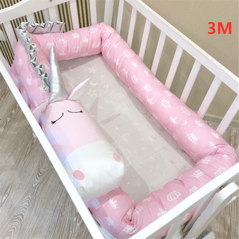 Newborn Cradle Bumper Crocodile Crib Bumper Plush Pillows Cushion Crib Bumper Pads Baby Crib Liner Animal Pillows Bed Children: 3 meters pink