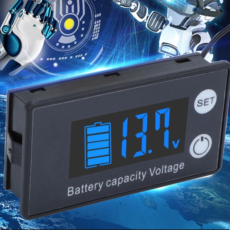 Battery Charge Level Indicator DC 7-70V Lithium Battery Capacity Meter Voltmeter