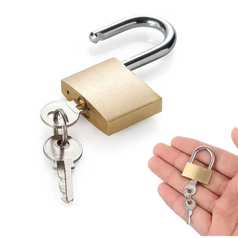 Mini Copper Case Drawer Lock Suitcase Key Padlock Backpack Jewelry Box Cabinet Lock Strap with 3 Keys