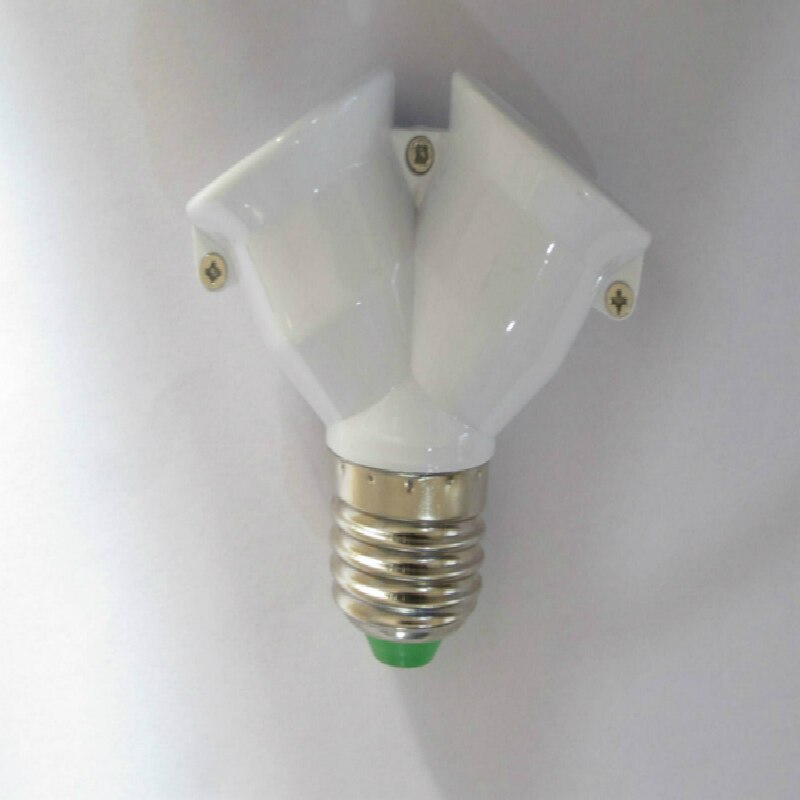 Whole 5PSC 1 to 2 Lamp Holder Bulb Holder Dual Double 2X E27 Socket Base Extend Splitter Plug Copper Contact Adapter