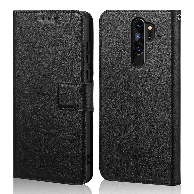 Para OPPO A9 funda de cuero con tapa libro magnético para OPPO A5 funda de teléfono funda de silicona tipo billetera para OPPOA9 A 9: ABS / Negro