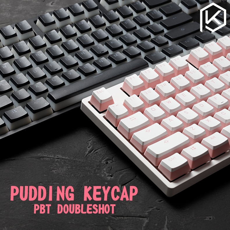 pudding pbt doubleshot keycap oem back light for mechanical keyboards milk white pink black gh60 poker 87 tkl 104 108 ansi iso