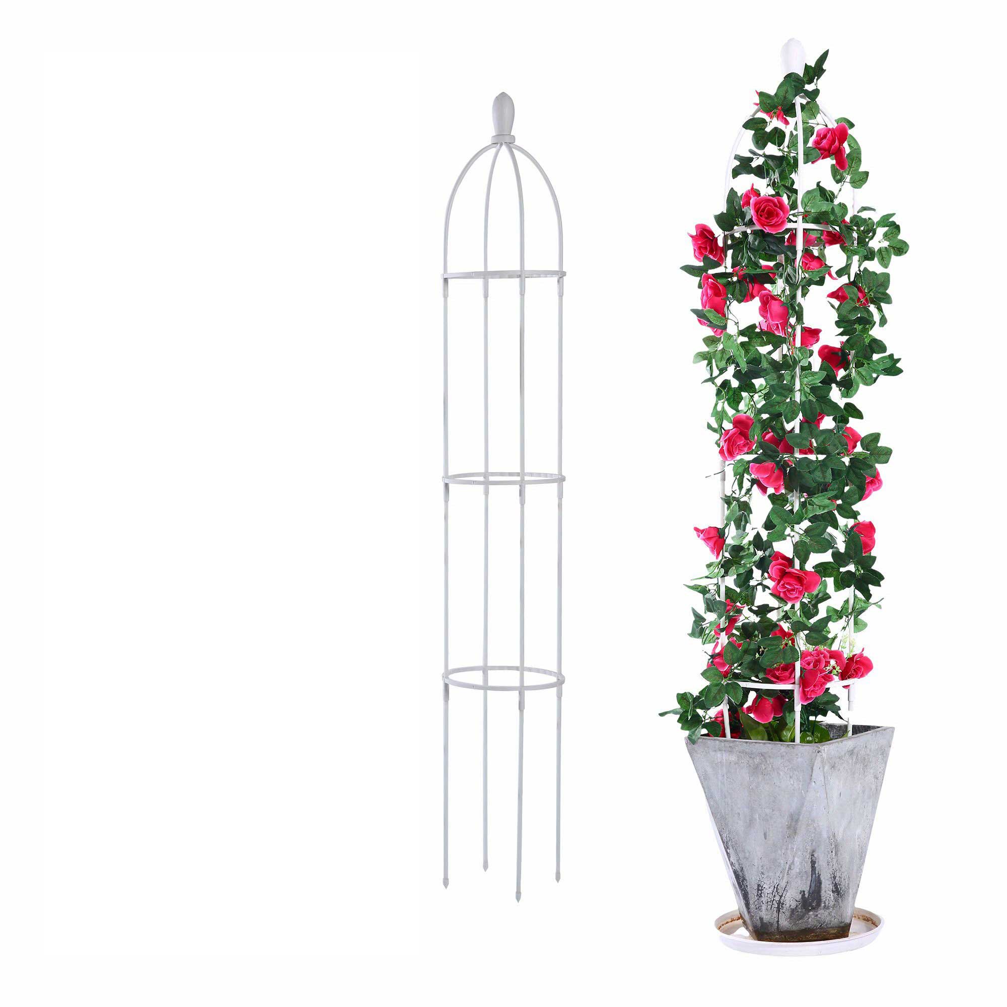 1 Pcs Garden Trellis for Climbing Plants Outdoor Tower Obelisk Garden Trellis Tall Potted Plants Support Flowers: 4XL / WHITE