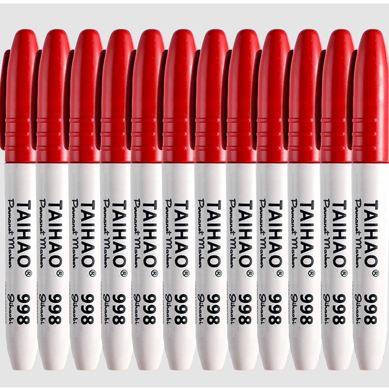 TAIHAO998 Marker Stift Rot Blau Schwarz Marker Stift Öl Schnell trocknend Großen Kopf Stift Lichtecht Farbe Stift Student büro Schreibwaren: Schokolade
