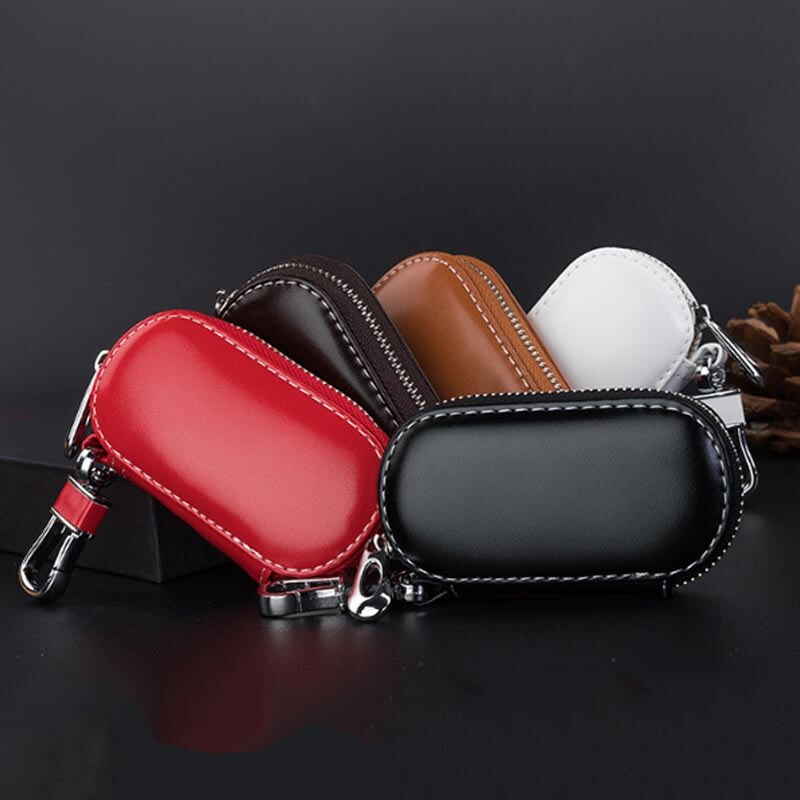 Auto Key Bag Case Wallet Holder Keten Sleutel Portemonnee Ring Collector Huishoudster Pocket Key Organizer Smart Lederen Sleutelhanger