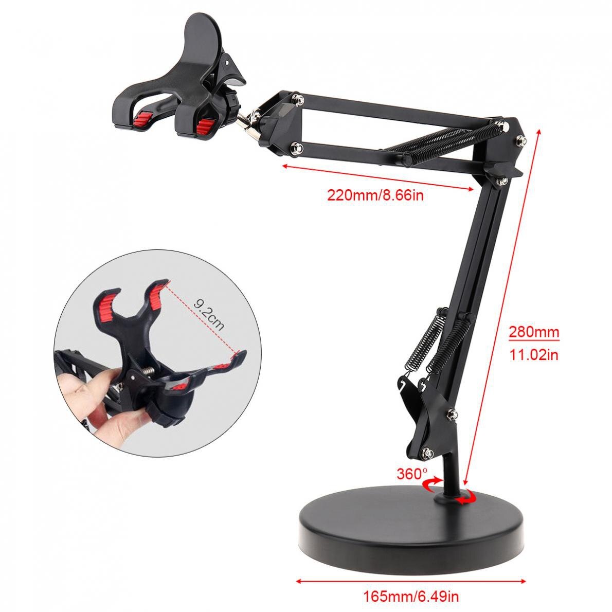 Extendable Metal Desktop Cell Phone Holder Desk Mobile Smartphone Phone Tablet Stand Mount with Suspension Boom Scissor Long Arm