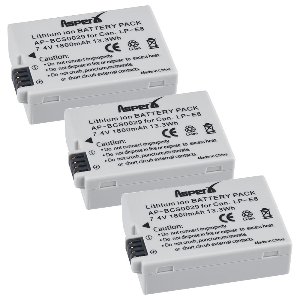 4Pcs 1800mAH LP-E8 LPE8 LP E8 Battery Batterie AKKU + LCD Dual Charger for Canon EOS X4 X5 X6i X7i T2i T3i 550D 600D 650D 700D: 3 Batteries