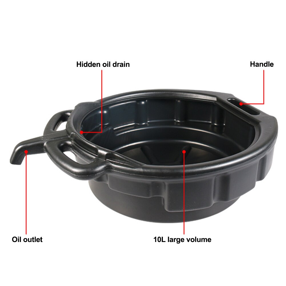 10L Oil Drain Pan Waste Engine Oil Collector Tank with Handle Oil Drip Tray Garage Car Repair Tool for Daily Fuel Oil Change