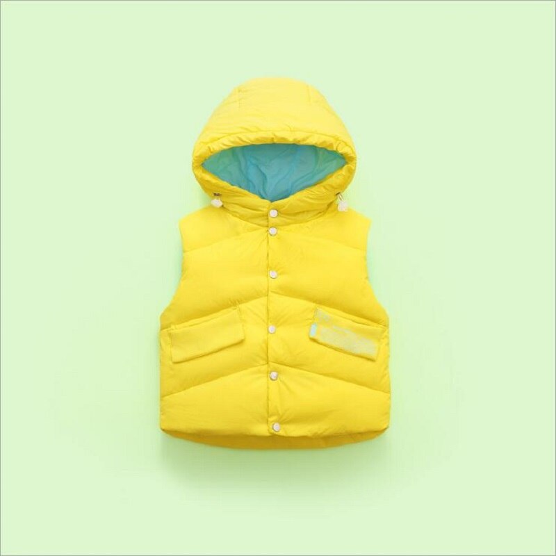 Winter Herfst Kinderen Vest Down Warm Hooded Baby Jongens Meisjes Vest Voor Kinderen Kleding Cartoon Down Vest Kids 3-8Y: yellow / 140  7-8T
