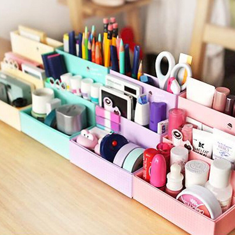 Paper Board Storage Box Desk Decor Stationery Makeup Cosmetic Case Organizer DIY
