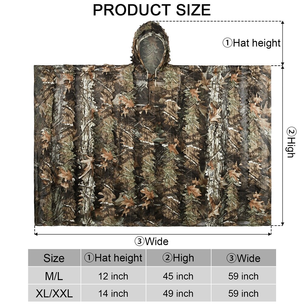 Capa de hoja de arce 3D para caza, traje Ghillie, ropa de camuflaje biónico, capa de Sigilo para observación caza y tiro CS