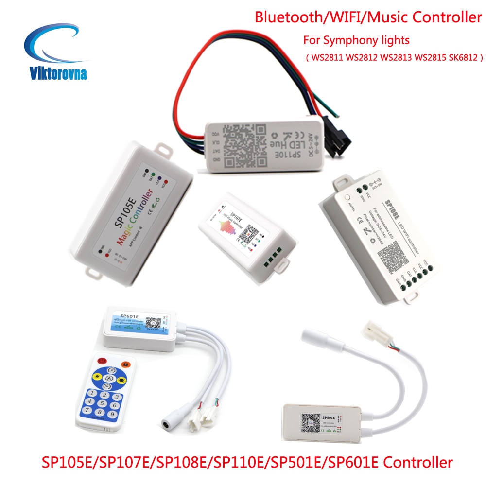 Controlador Led compatible con música, WIFI, Bluetooth, SP105E, SP107E, SP108E, SP110E, SP501E, SP601E, para WS2811, WS2812, WS2813, WS2815, SK6812