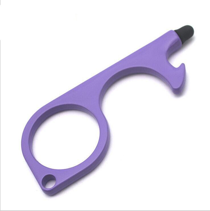 Outil d'ouverture de porte sans contact ouvre-porte mains libres outil de porte-clés sans contact pour poignées bouttonstouchscreen décapsuleur: Purple